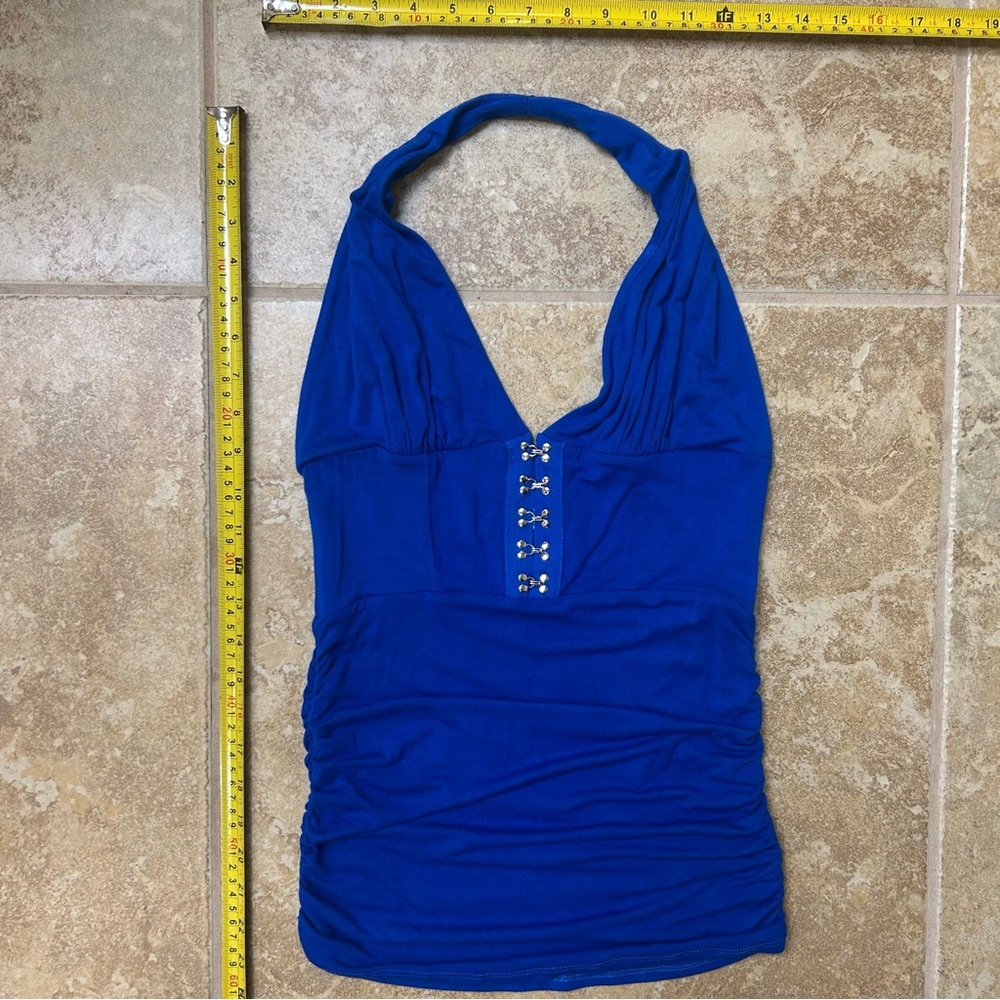VENUS Cobalt Blue Halter Tank with Silver Hook Accents - Picture 2 of 7